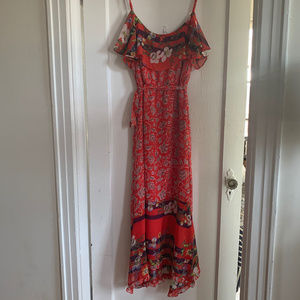 Never Worn Red Floral Midi-Dress
